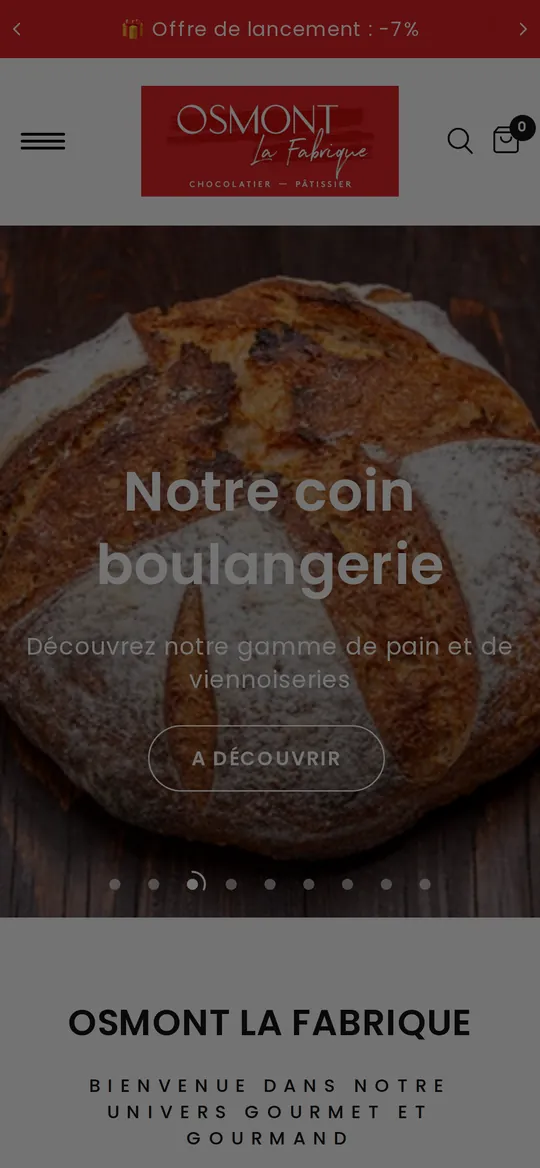 Le site Pâtisserie Osmont sur téléphone