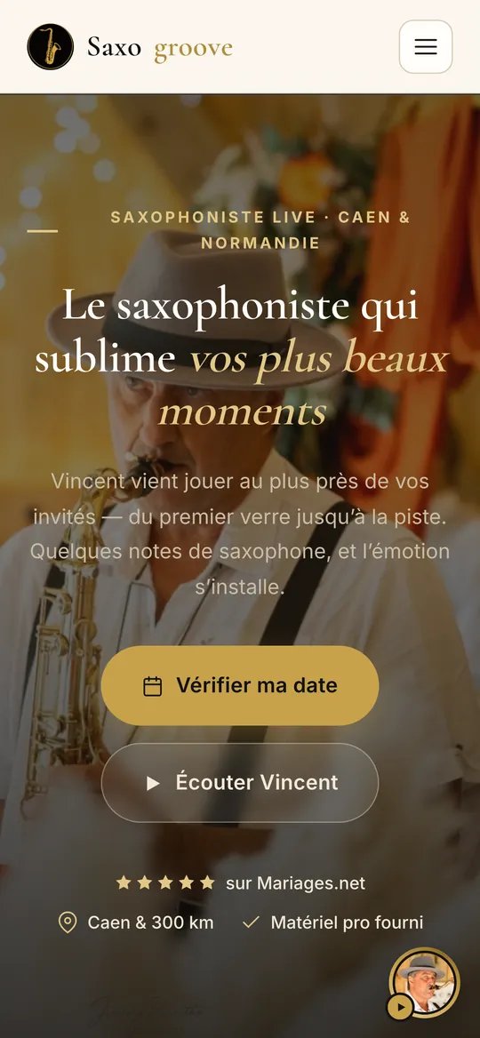 Le site Saxogroove sur téléphone